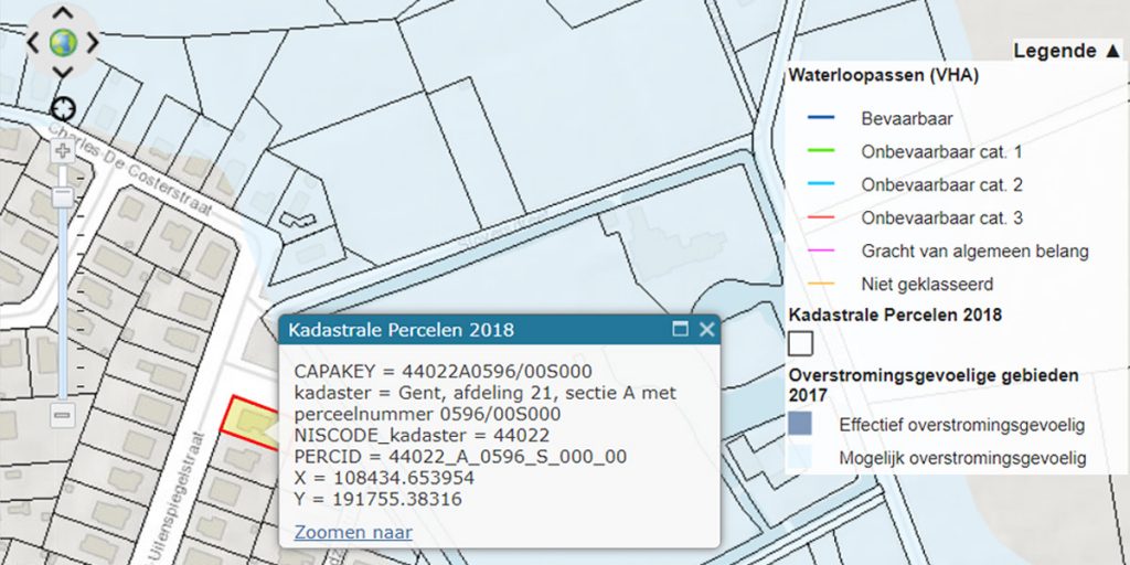 Overstomingsgebieden nakijken bij waterinfo