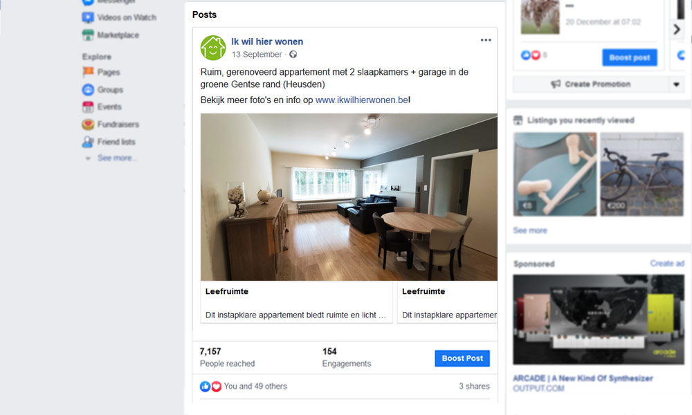 Plaats je woning op de populairste sociale netwerken, zoals Facebook